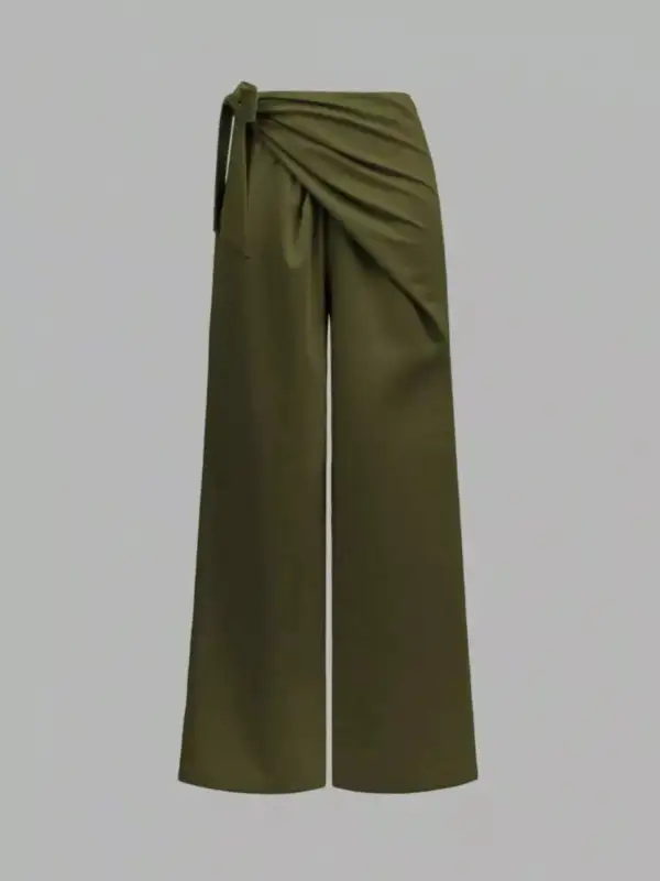 Wide Leg Tie Waist Everyday Versatile Pants