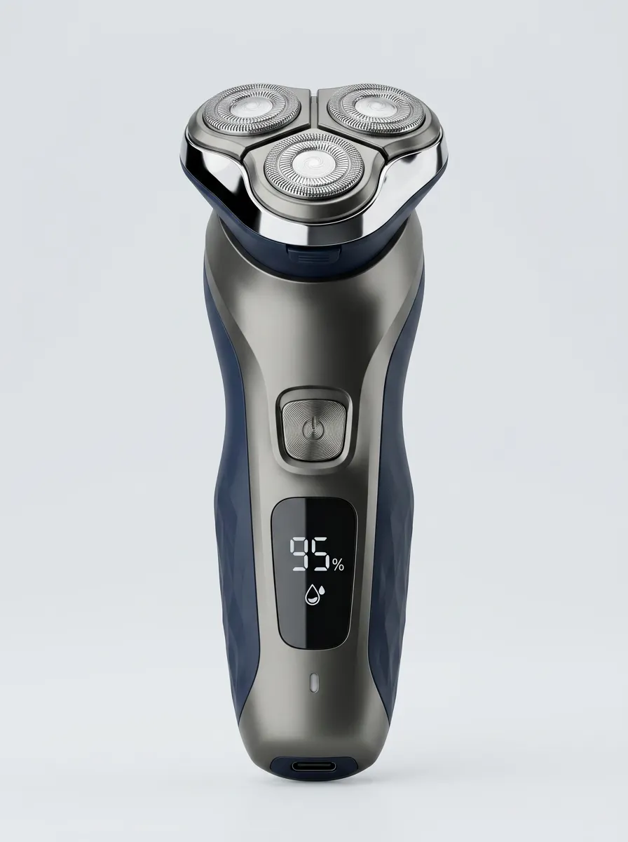 Rotary Triple-Head LED Display Electric Shaver for Facial Shaving