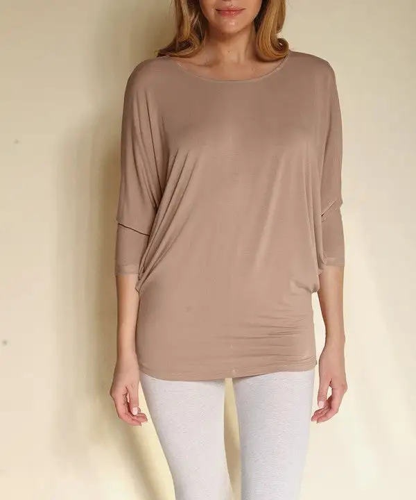 Bamboo Side Ruched Dolman Top