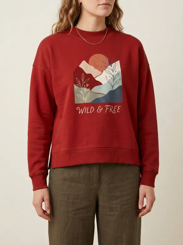 Women's Wild & Free Nature Landscape Botanical Printed Sweatshirt
