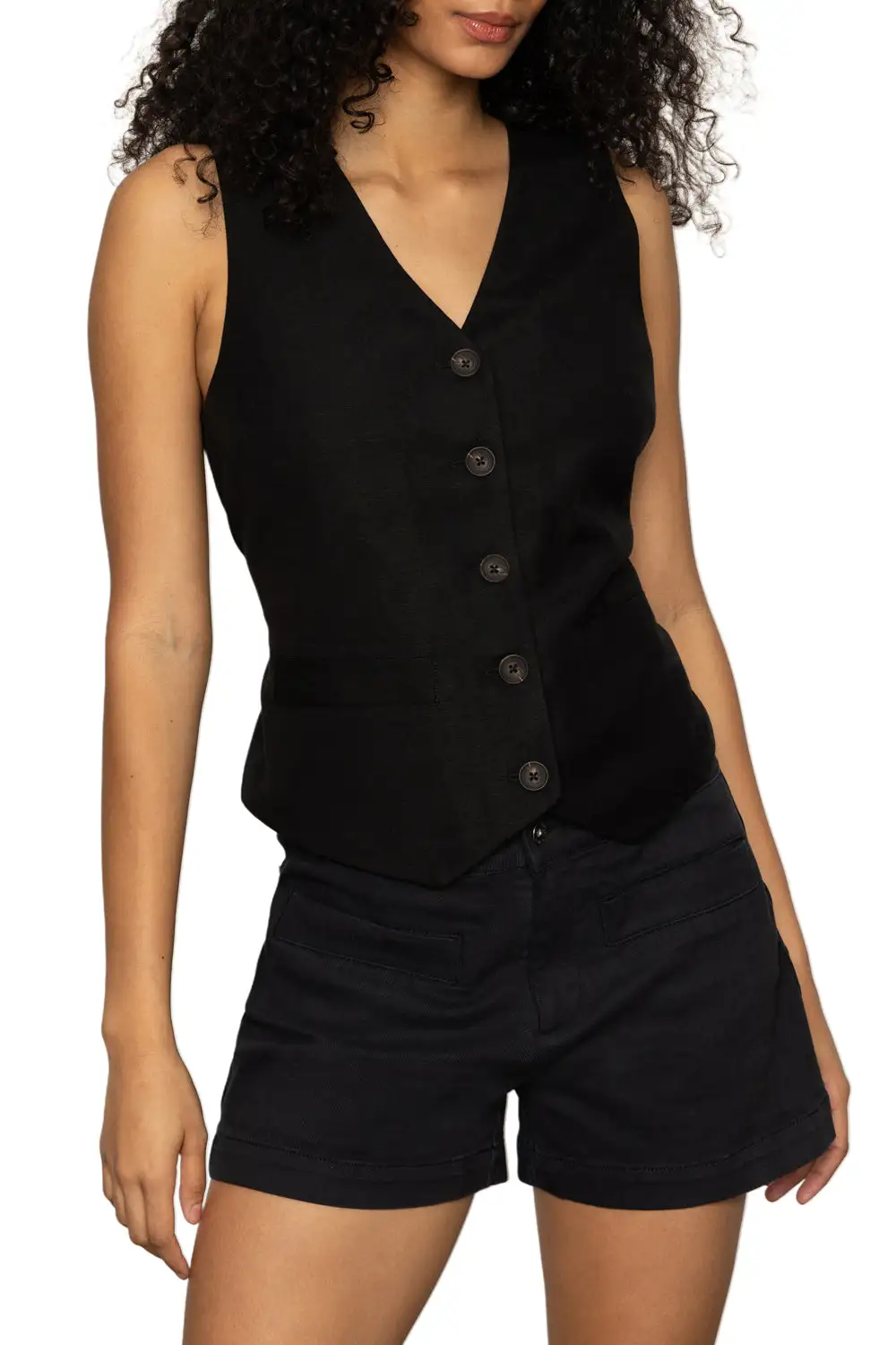 Button Front Relaxed Lightweight Vest