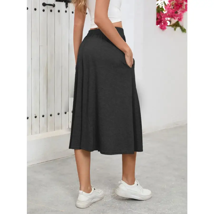 Elastic Waist Skirt with Pockets