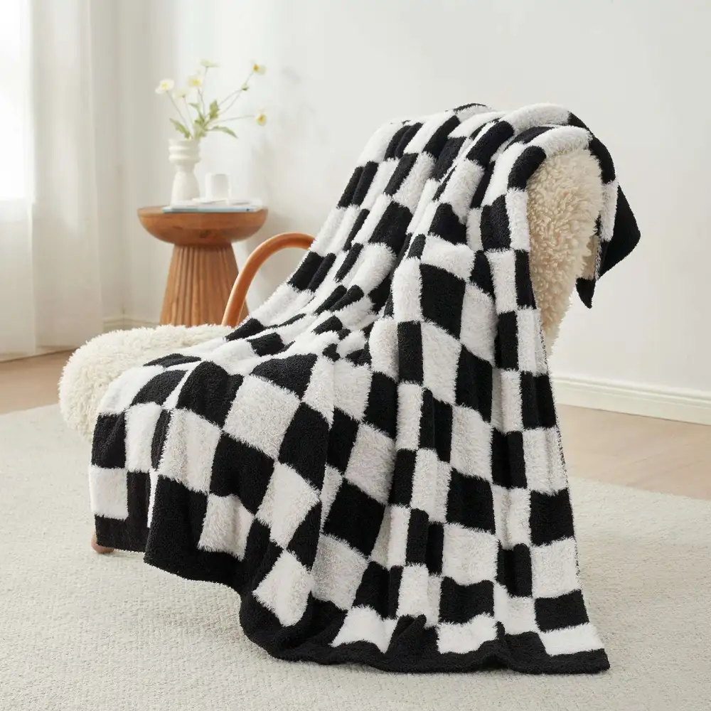 Fluffy Checkered Blanket