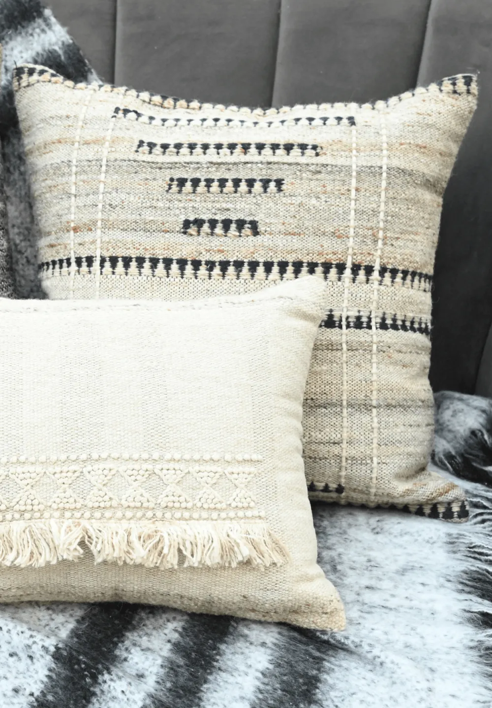 Geometric Textured Wool Decorative Cushion Cover