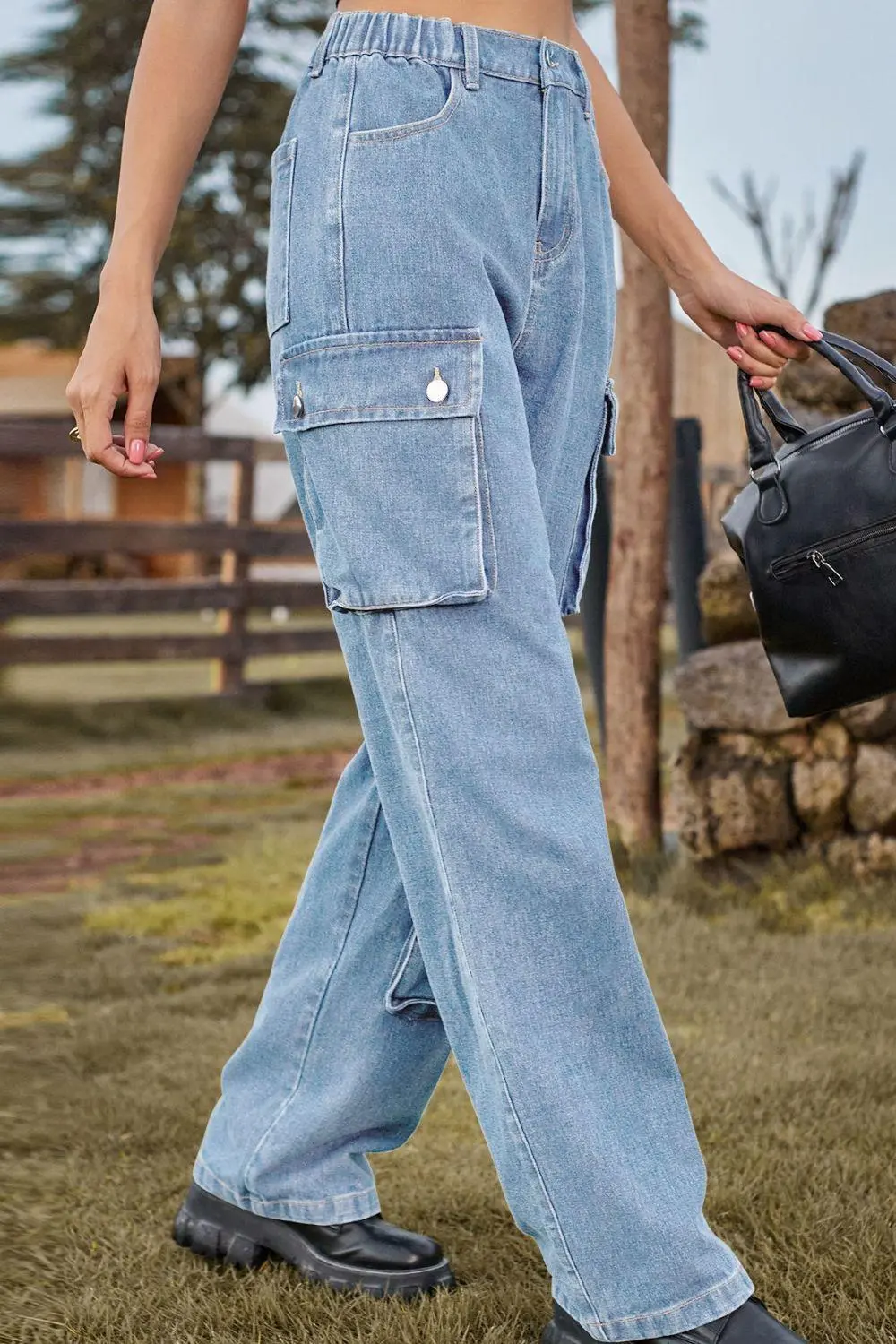 Loose Fit Long Pocket Denim Jeans