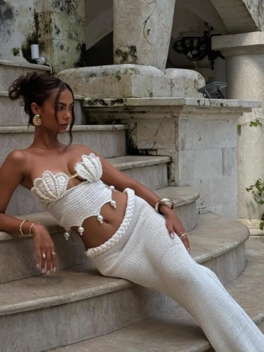 Angelina Pearl Strapless Swimsuit Set