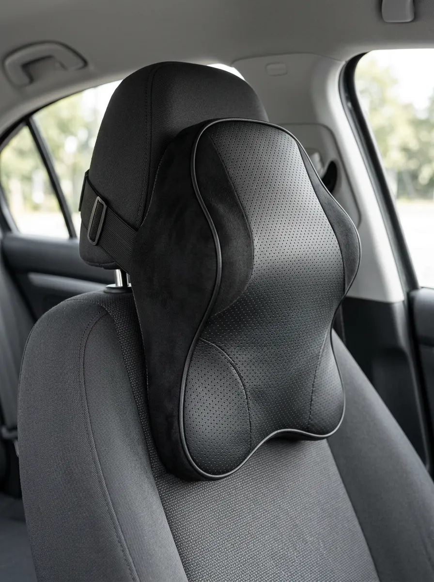 Neck-Support Perforated Suede-Look Car Neck Support Pillow