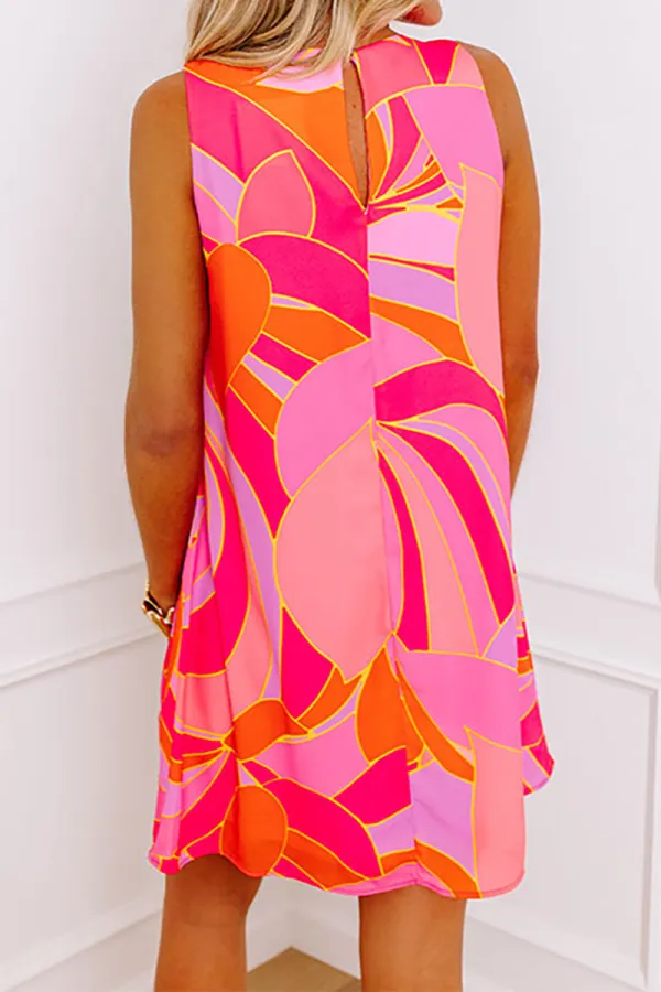 Floral Abstract Print Shift Mini Dress