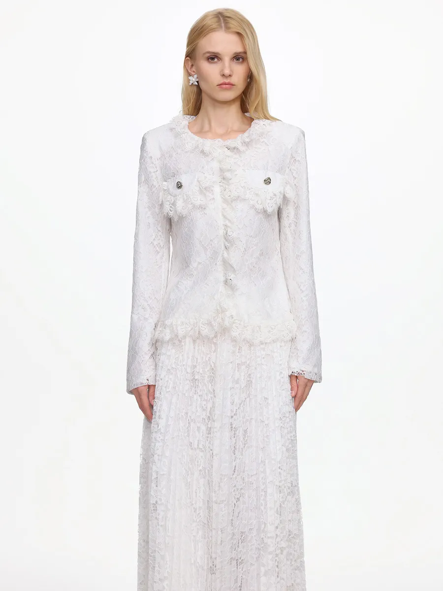 Marina Romantic Long Sleeve Lace Two Piece Set