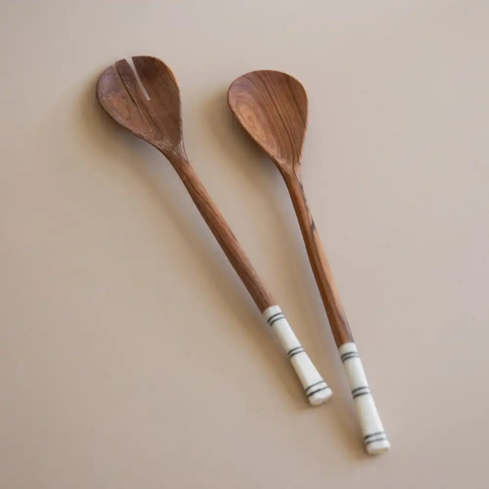 Striped Salad Serving Utensils