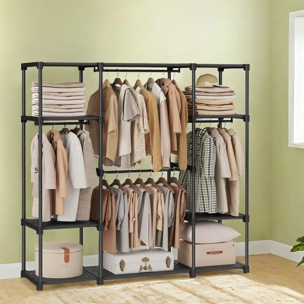 Portable Clothes Wardrobe With Shelves