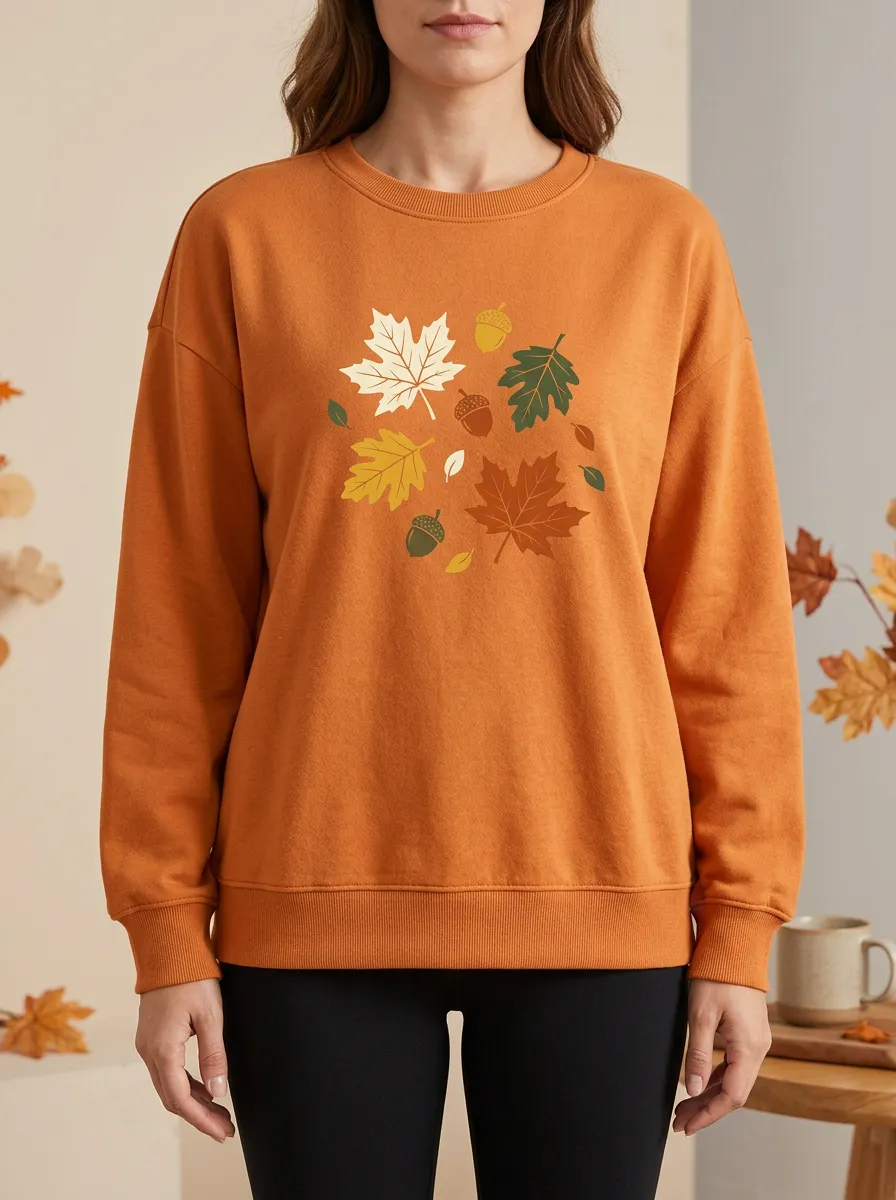 Transitional Printed Acorn Graphic Sweatshirt