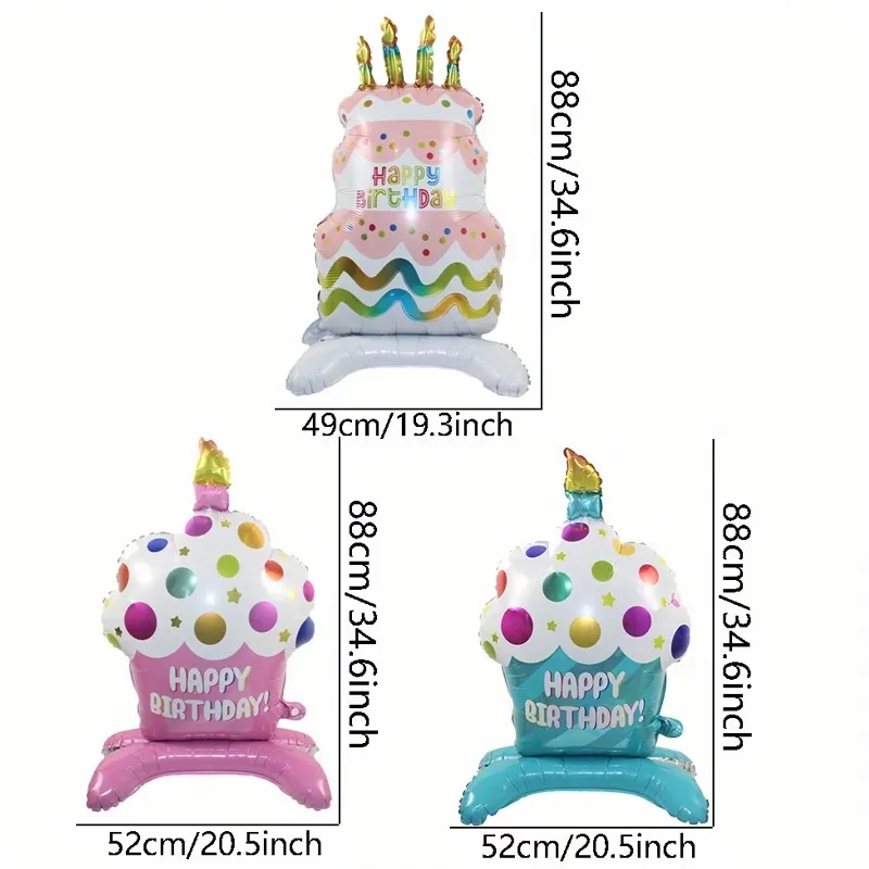 3 Pcs Birthday Cake Balloon Set
