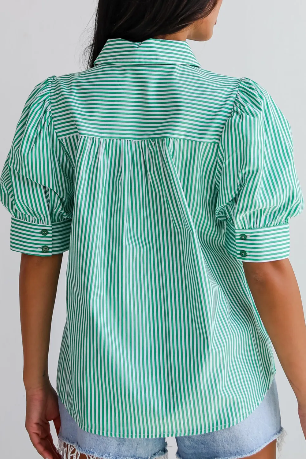 Green Striped Blouse