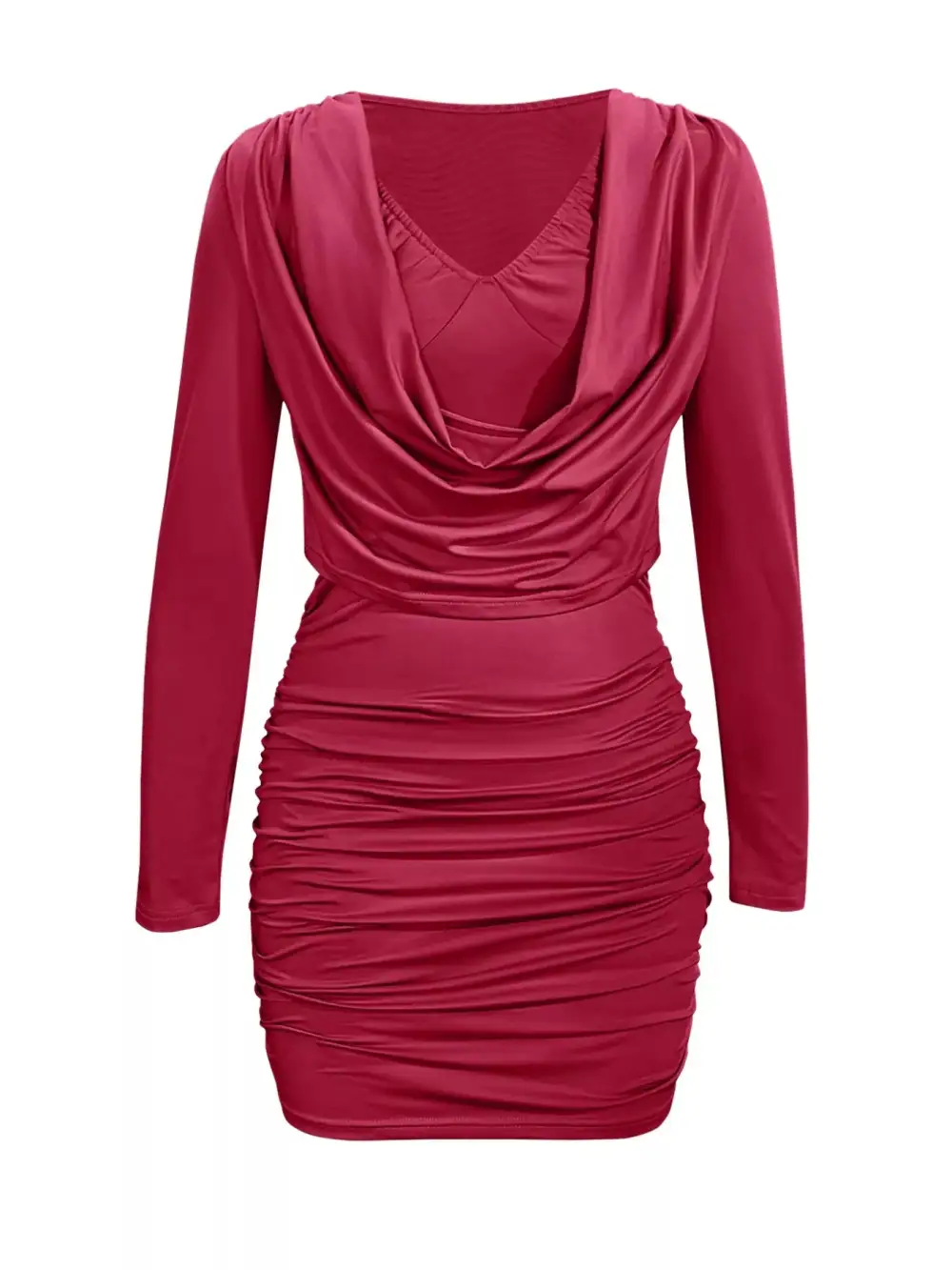 Lightweight Feel V Neck Long Sleeve Mini Dress