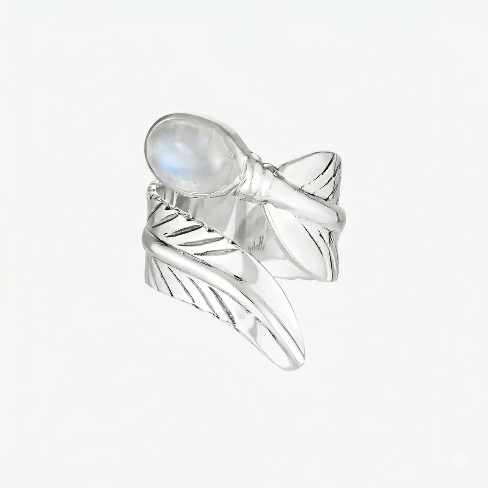 Moonstone Feather Wrap Ring