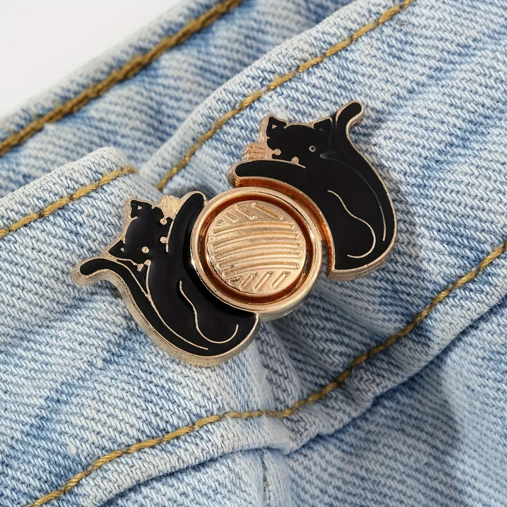 2 Set Cute Cat Jean Button