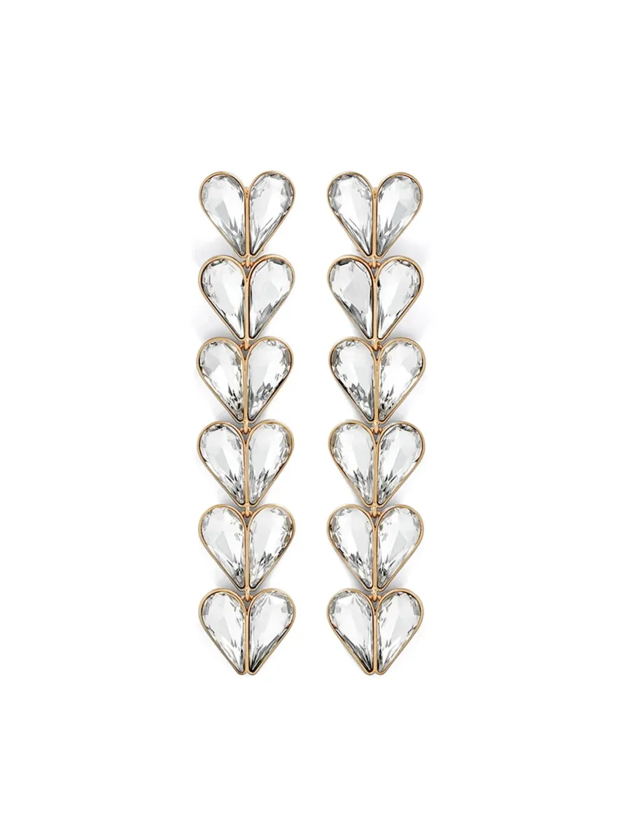 Lila  Crystal Heart Drop Earrings