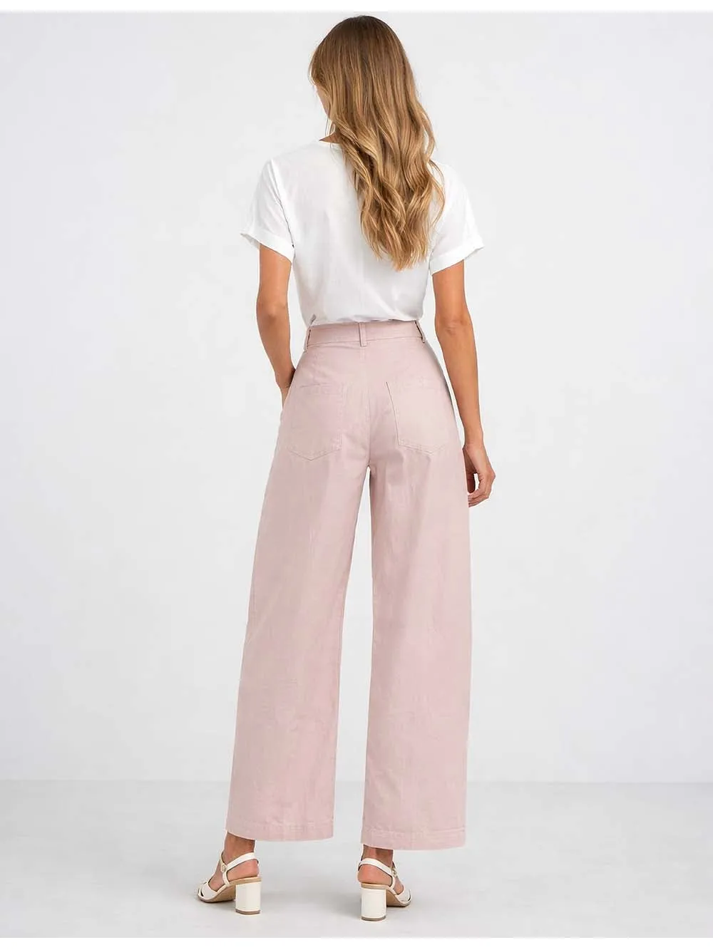 Solid Color Button Front Barrel Leg Denim Pants