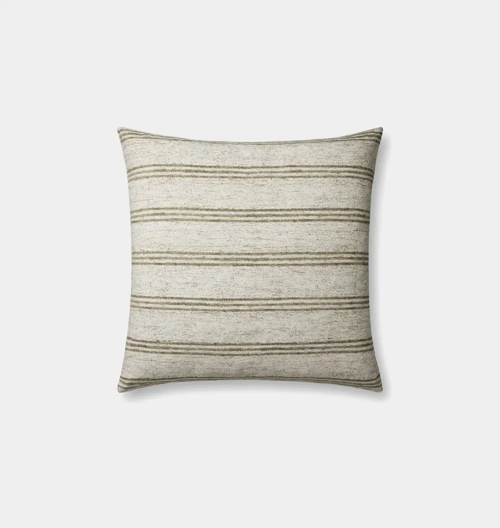 Ivory and Olive Woven Pattern Sofa Throw Pillow