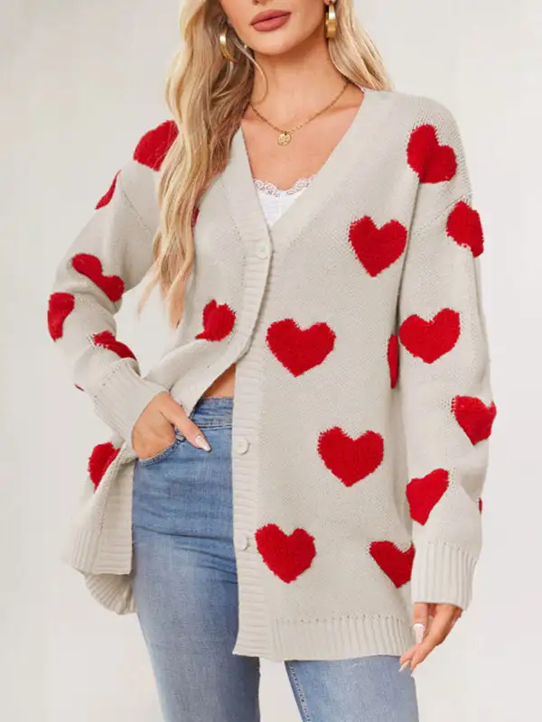 V-Neck Knit Pocketed Cardigan
