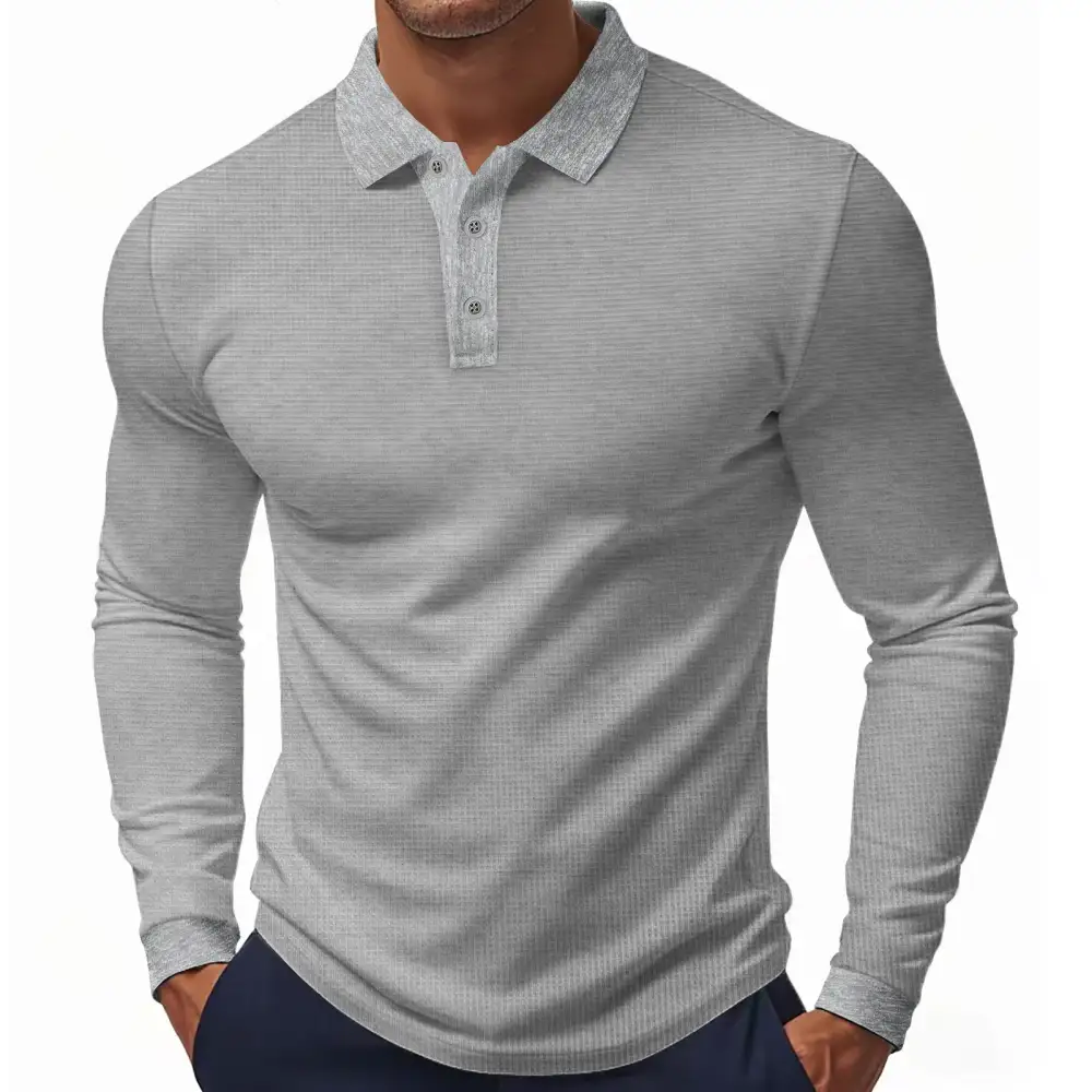 Long Sleeve Slim Fit Jersey Polo Shirt