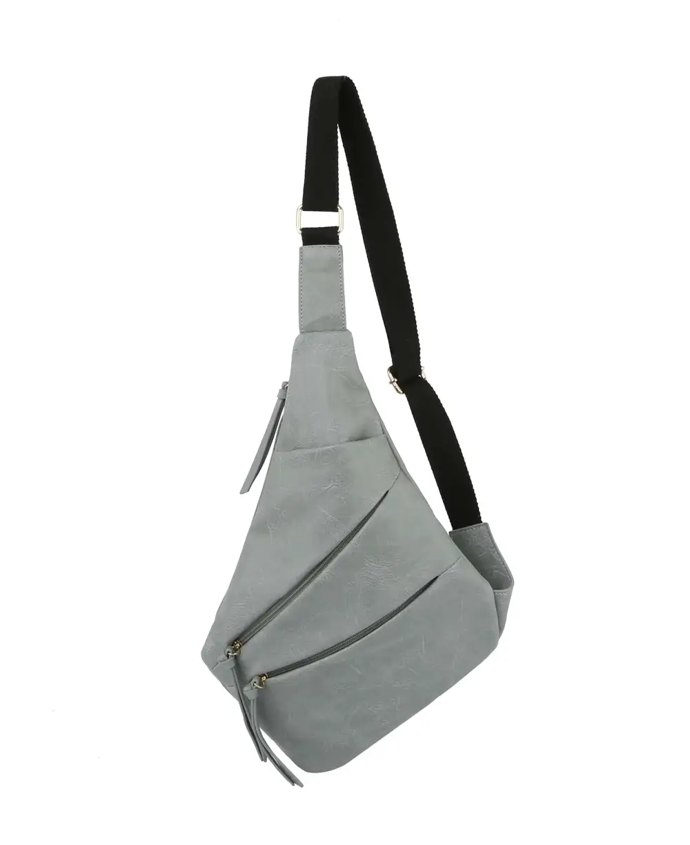 Detail Pocketed Faux Leather Crossbody Sling Bag