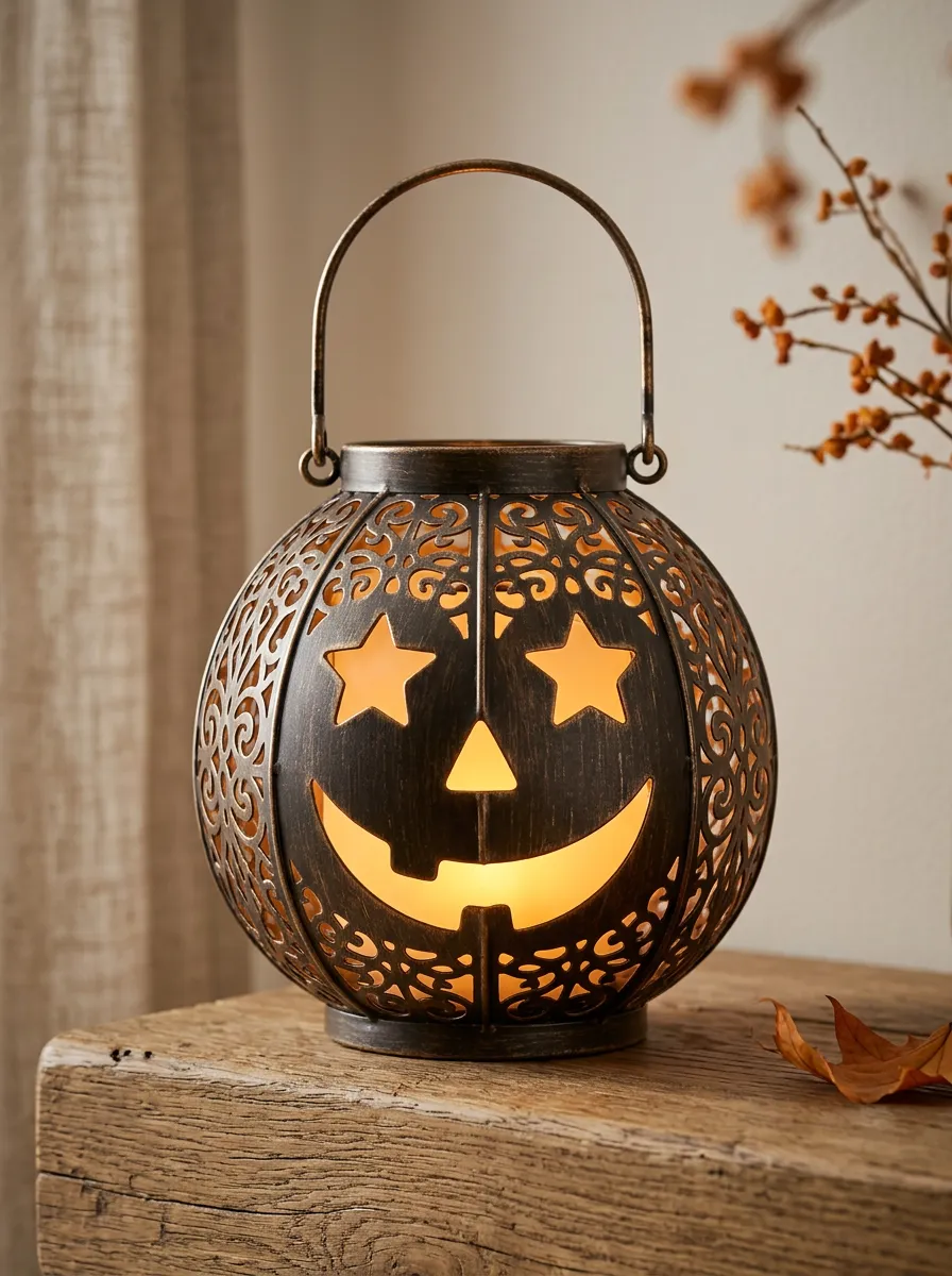 Metal-Look Halloween Pumpkin Light