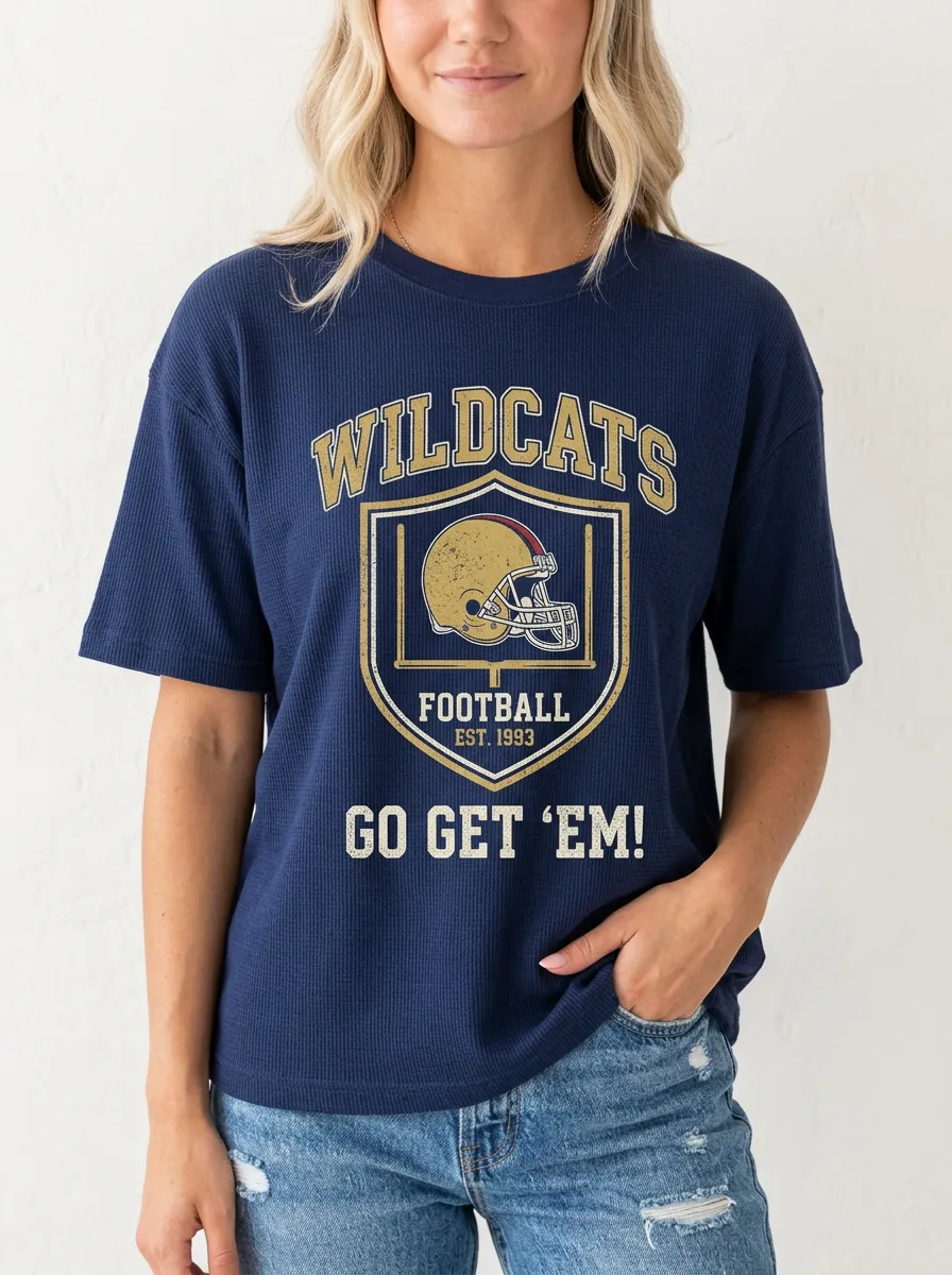 Women's Helmet Football Shield Crew Neck Graphic T-Shirt