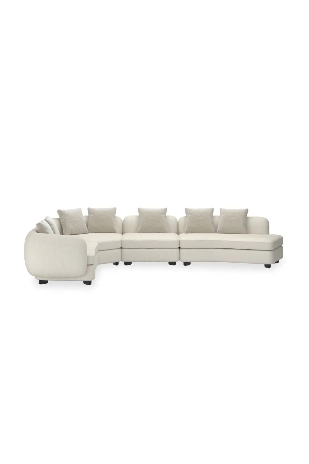Contemporary Sectional Ribbed Linen Sectional Sofa