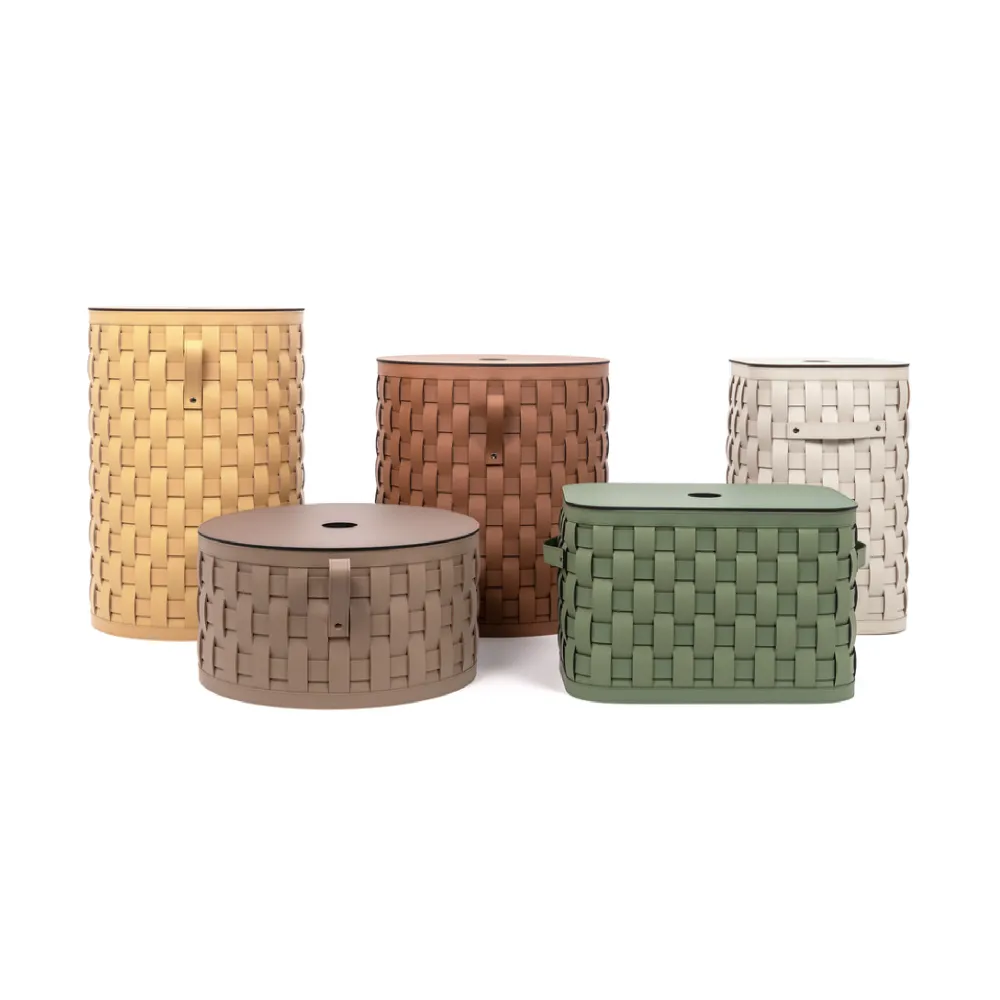Lidded Woven Leather Basket