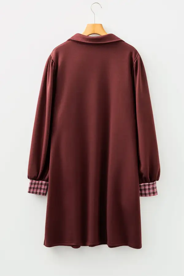 Plaid Patchwork Collared Mini Dress