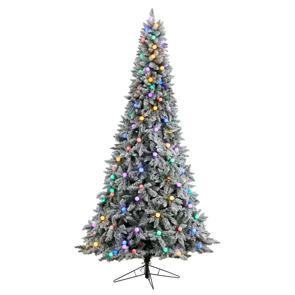 Flocked British Columbia Mountain Fir Artificial Christmas Tree Botanical Accent