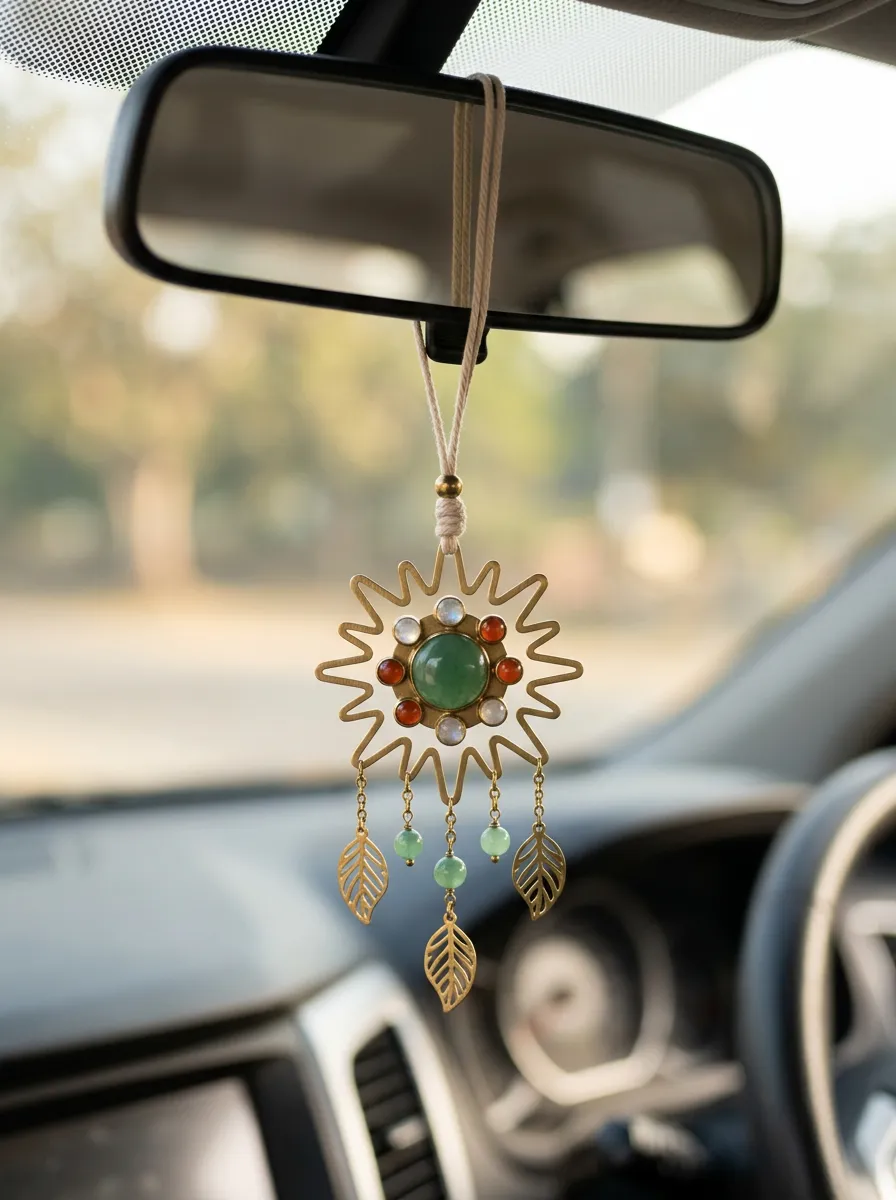 Refined Textured-Look Rearview Mirror Hanging Ornament