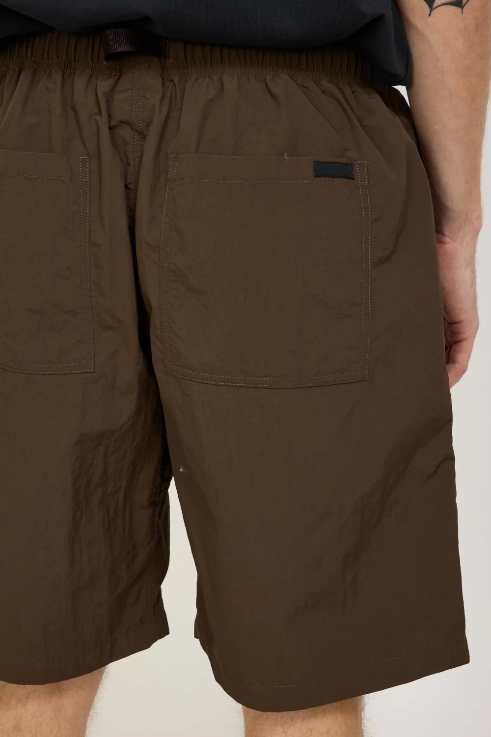 Deep Brown Nylon Loose Fit Shorts