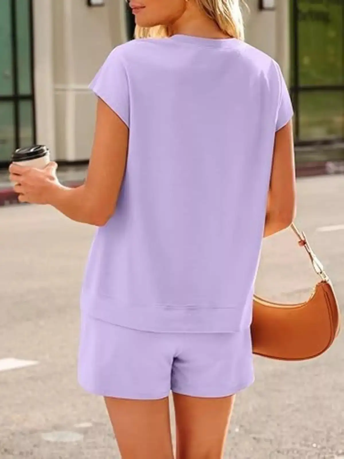 Button-Detail Pocketed Top and Shorts Matching Set