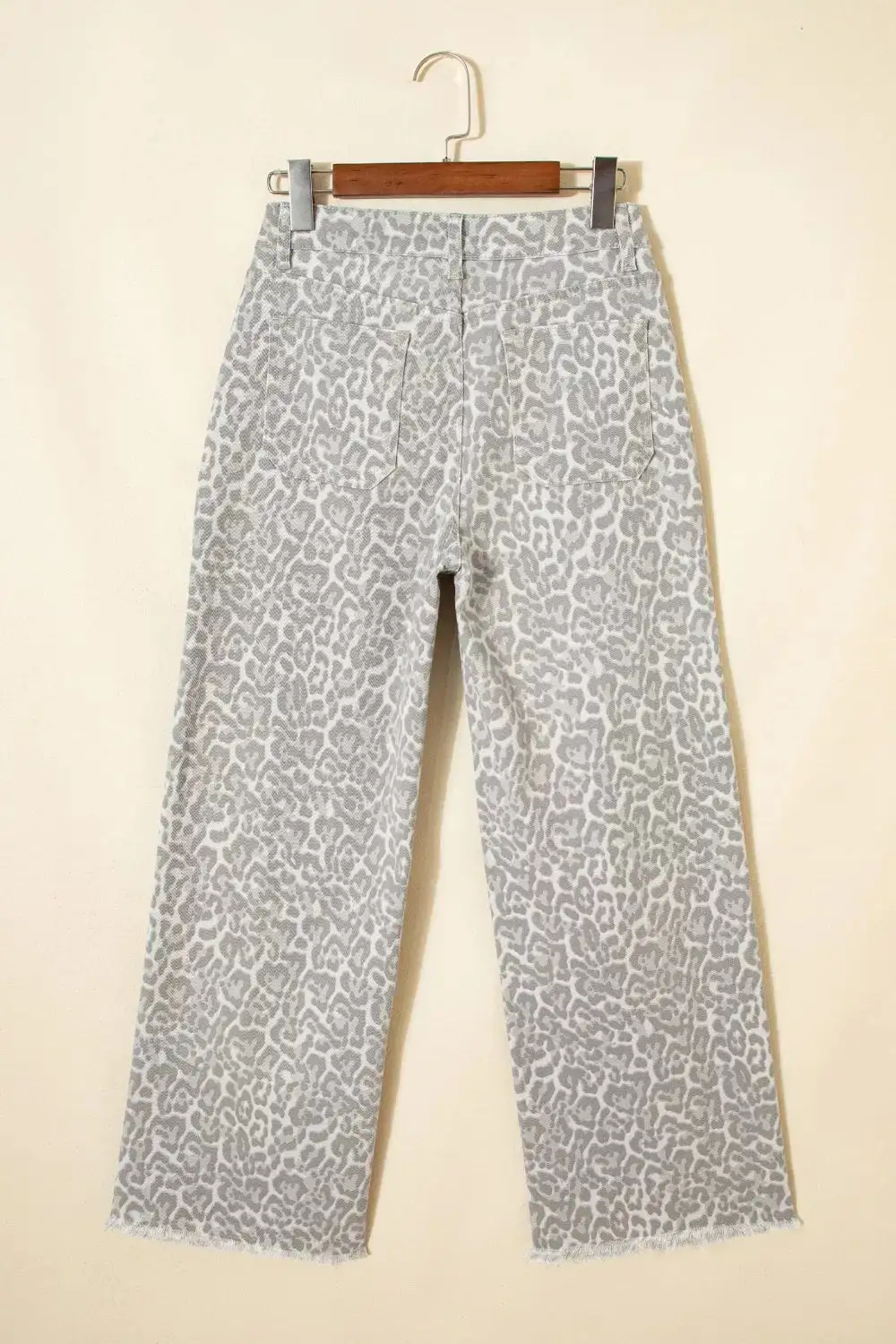 Women' Casual Vintage Loose Stretch Trendy Leopard Print Wide Leg Jeans