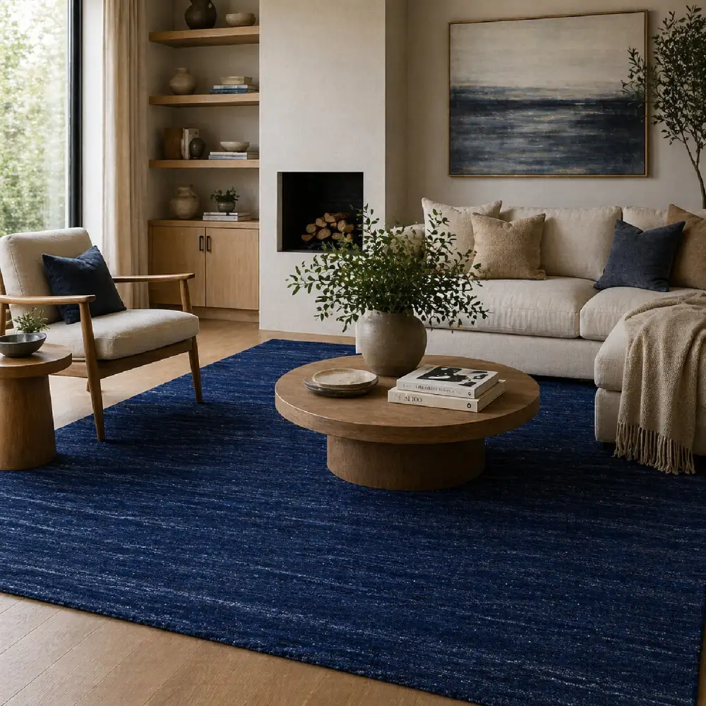 Hand-Knotted Wool Fringed Carpet