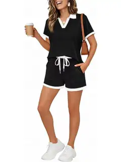 Relaxed Drawstring Pocketed Top and Shorts Matching Set