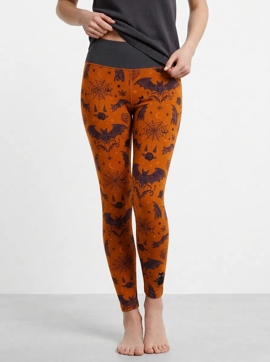 Women's Halloween Gothic Bat Spiderweb Leggings