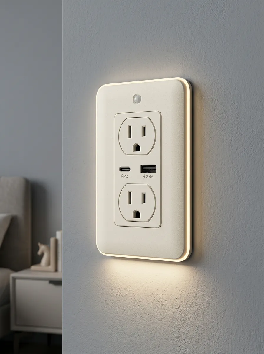 Modern Minimalist Sensor Printed LED Outlet Cover