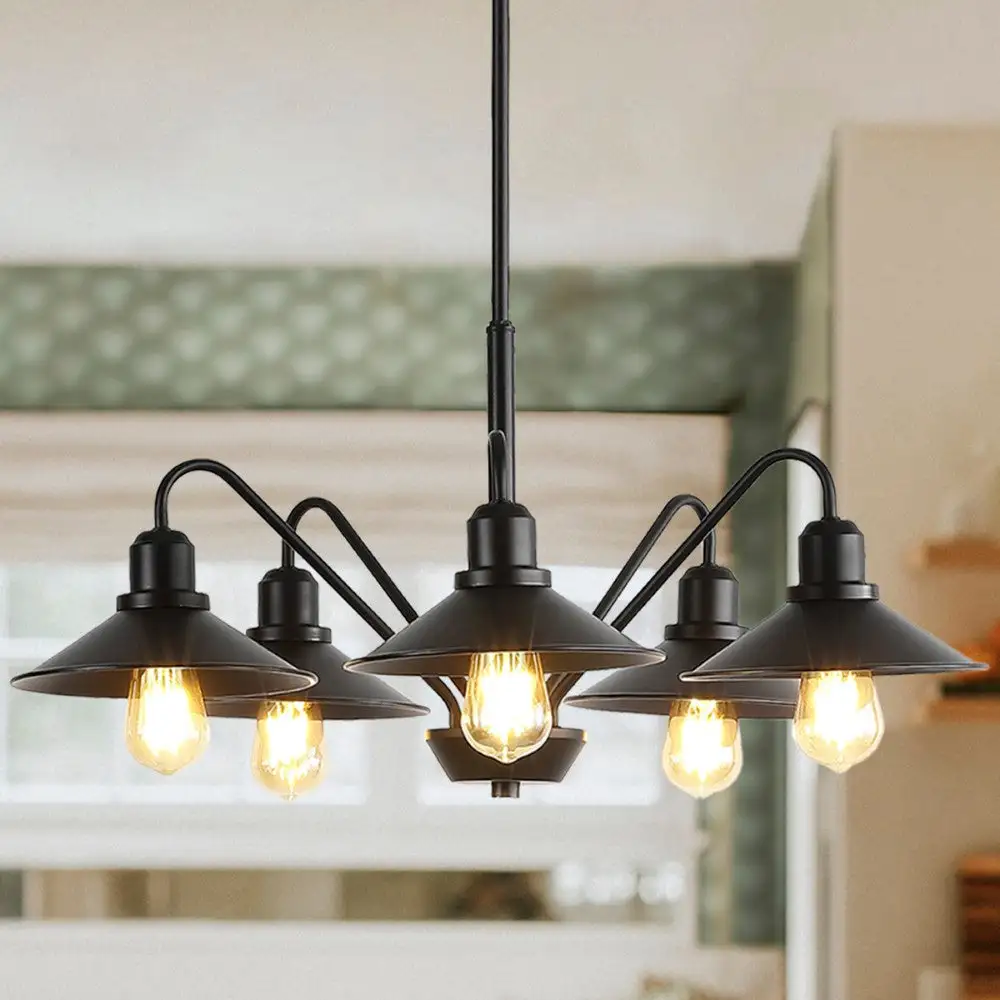 Five-Light Metal Farmhouse Industrial LED Chandelier
