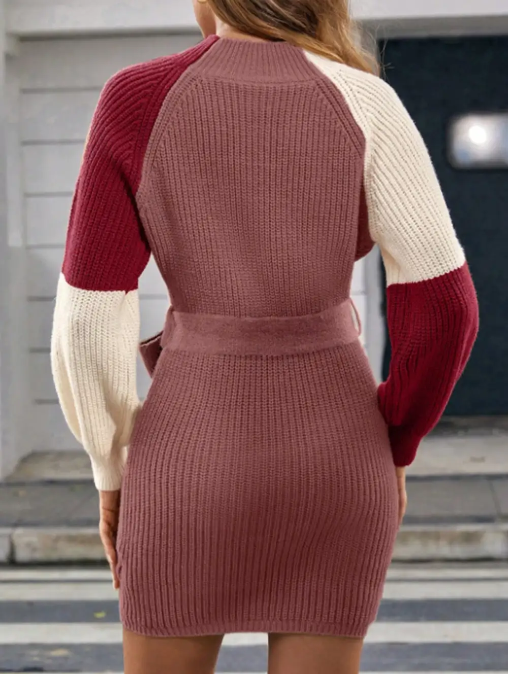 Patchwork Slim Waist Loose Mini Dress