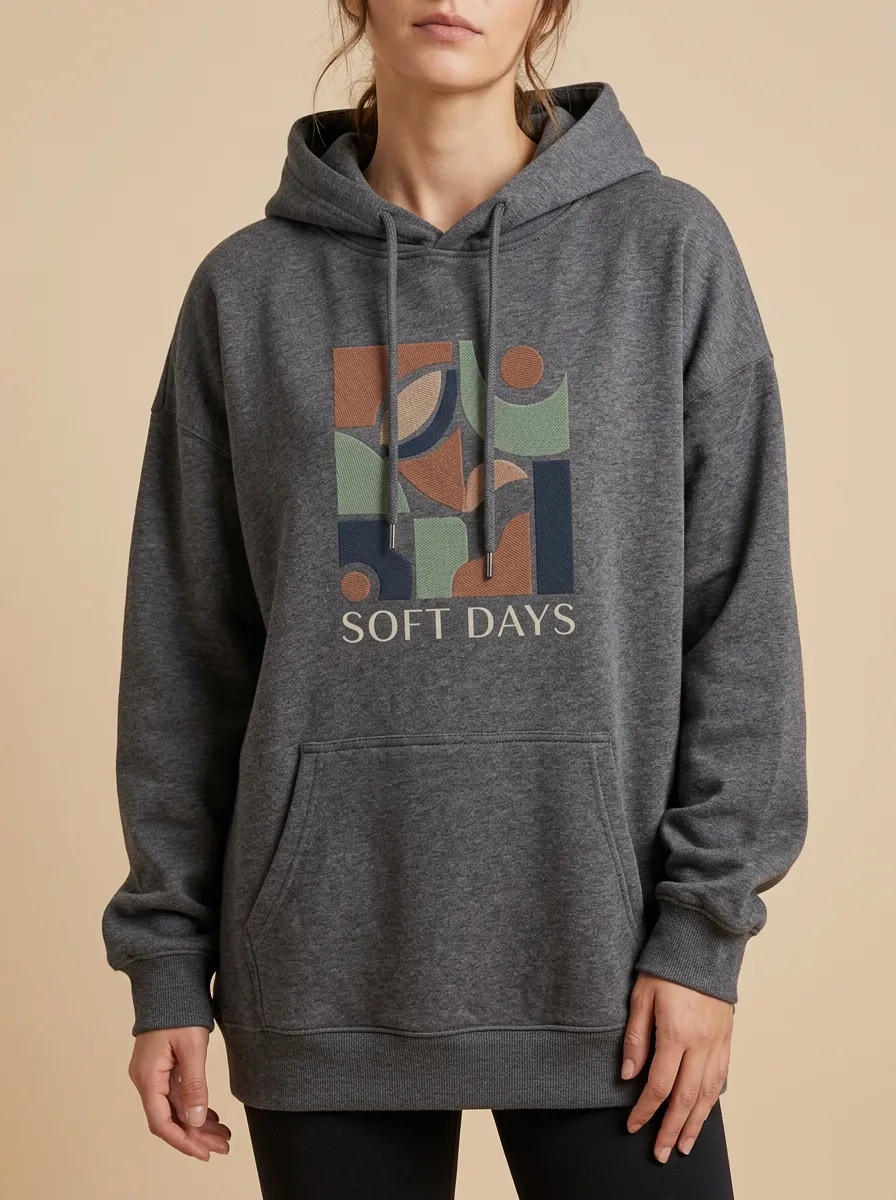Relaxed Soft Days Abstract Geometric Hoodie