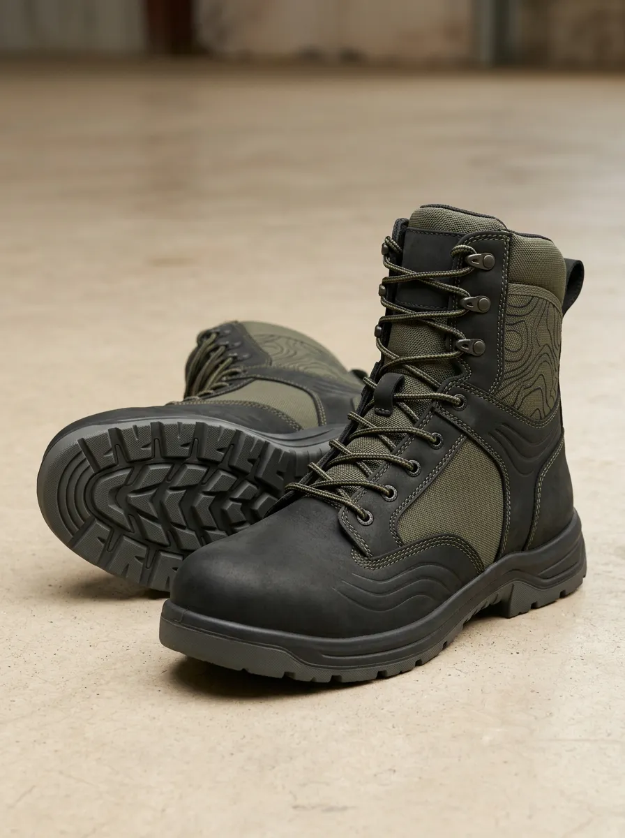 Unisex Outdoor Enthusiast Topographic Pattern Print Work Boots