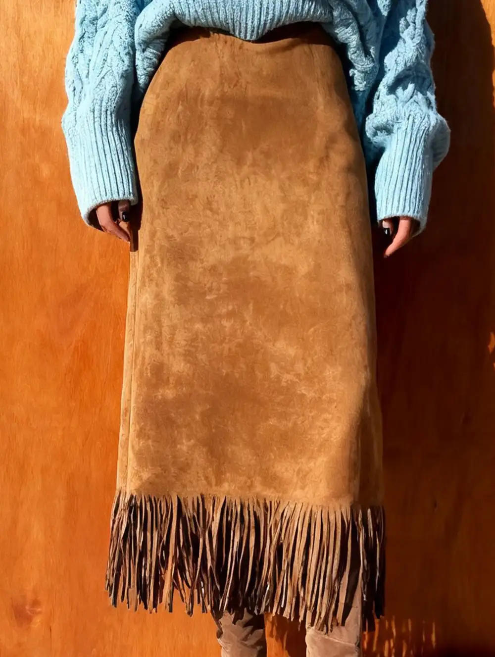 Tassel Tie Midi Skirt
