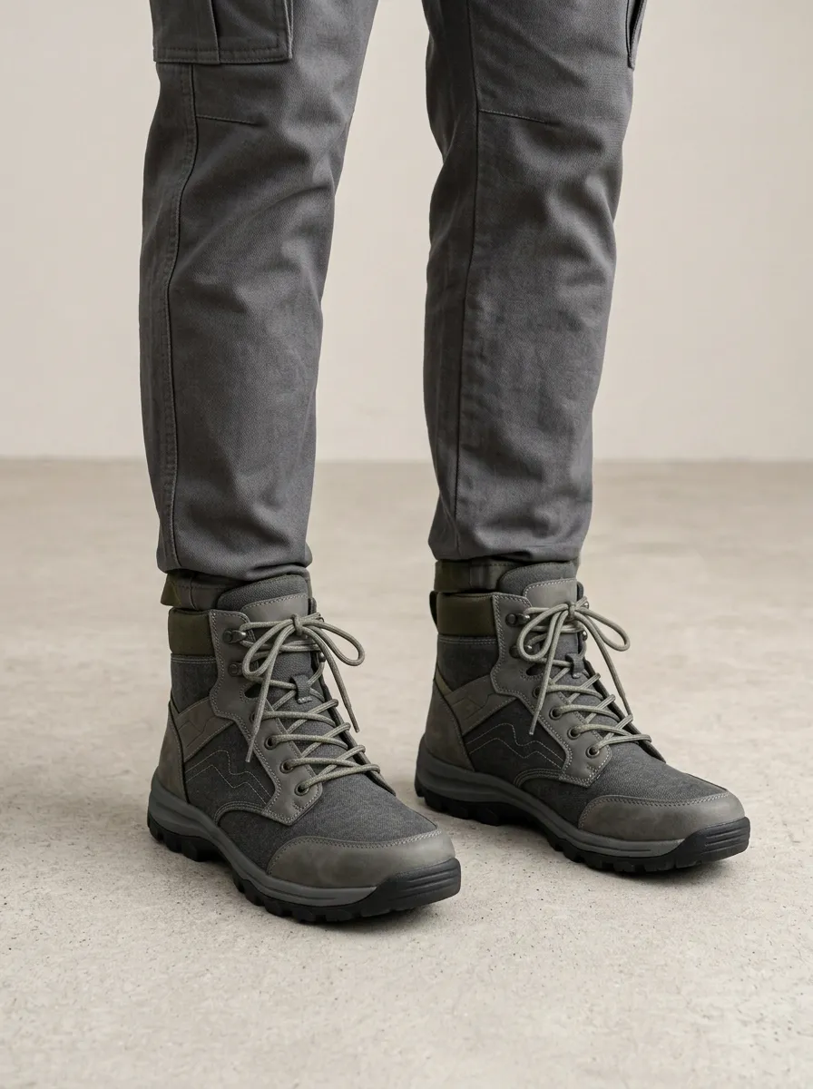 Unisex Outdoor Tactical Canvas Print Work Boots