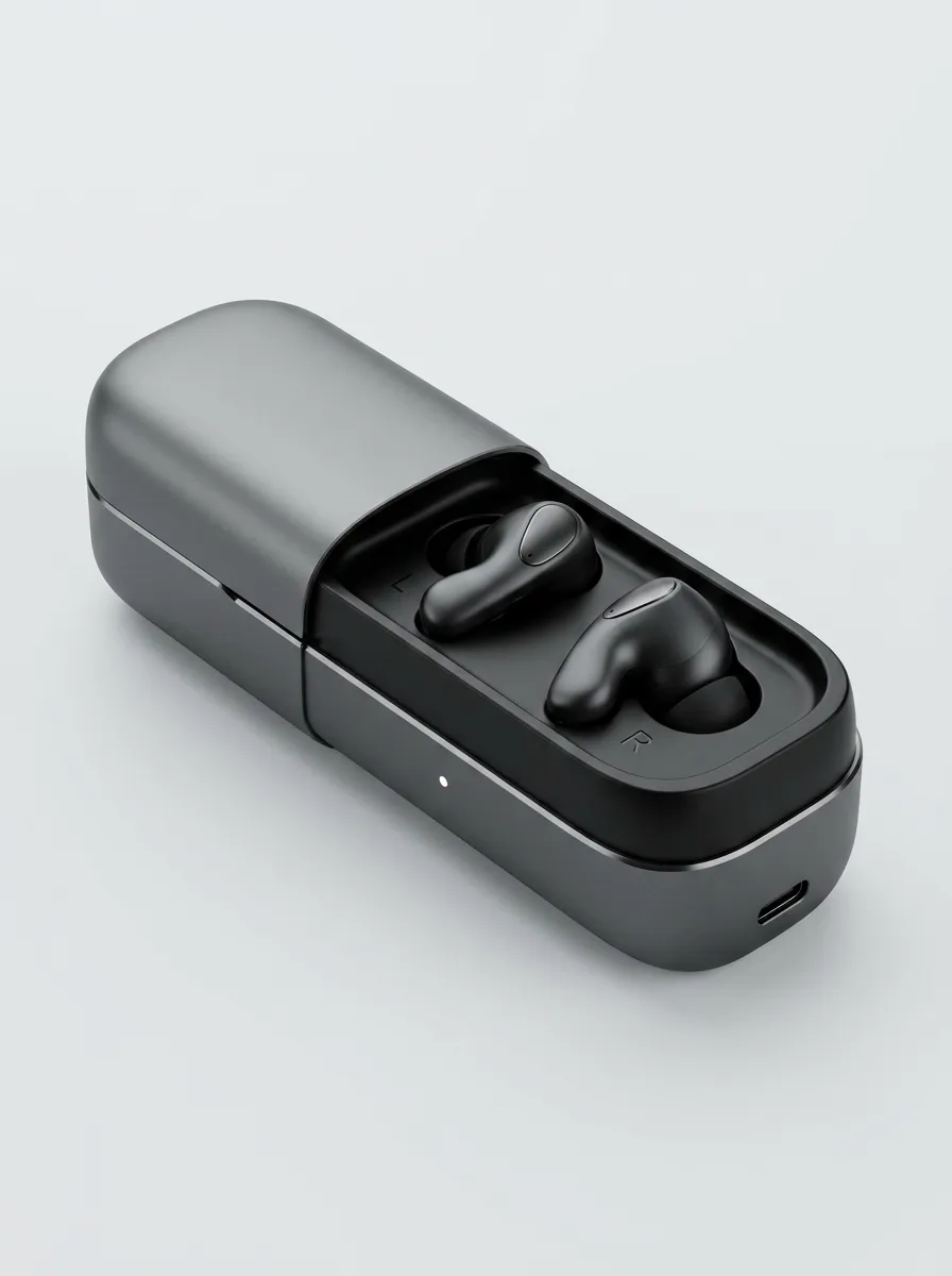 Minimal Wireless Earbuds with Charging Case