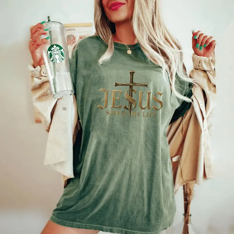 Jesus Christ Saved My Life For Men Women's Oversized Comfort T-Shirt