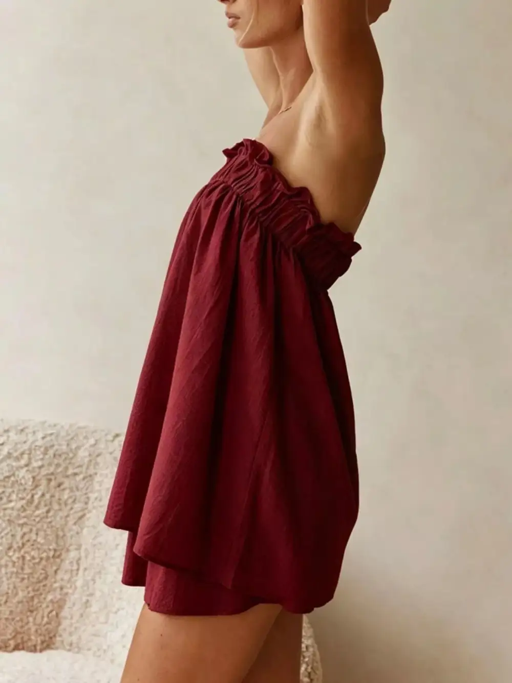 Polished Strapless Top And High-Waisted Skirt Set